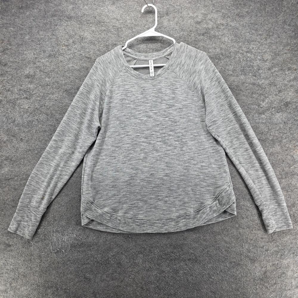 Athleta Sweatshirt Womens L Gray Pullover Lightweight Raglan Crew Neck